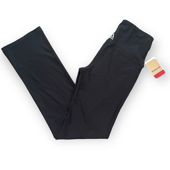 NWT Women's Reebok Training Straight High Rise Black Workout Run Yoga Pants XS - Picture 2 of 7